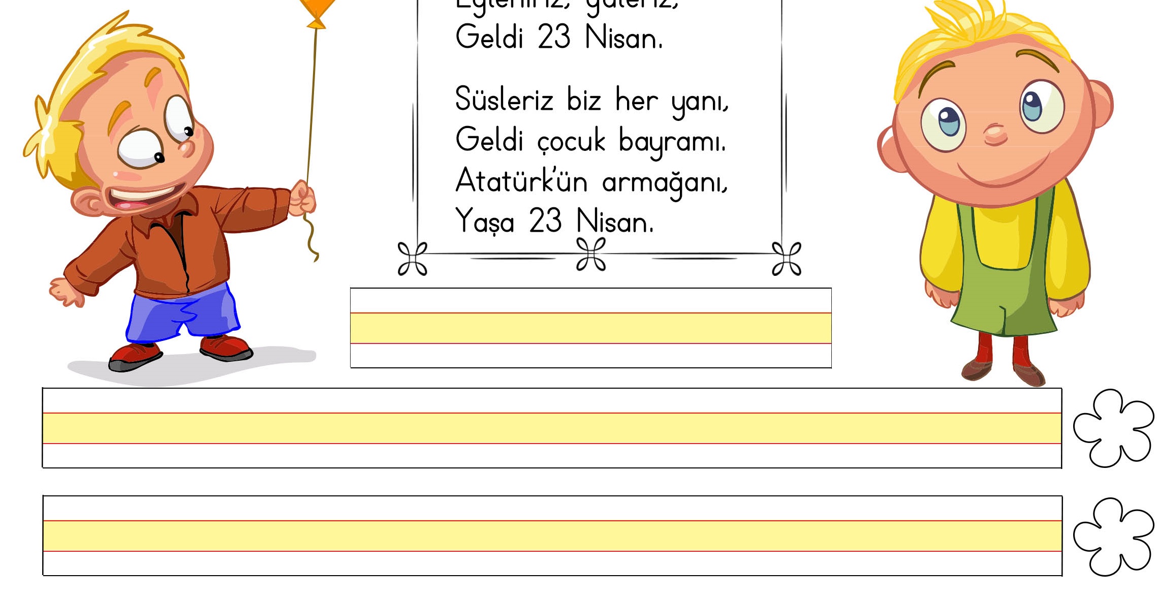 1. Sınıf Türkçe Oku, Yaz ve Değerlendir Etkinliği 2 (23 Nisan)