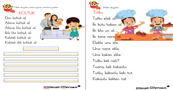 1. Sınıf İlk Okuma Yazma U-u Sesi Dikte Ve Hızlı Okuma Metinleri
