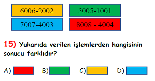 4. Sınıf Matematik Çıkarma İşlemi Yaprak Test-1