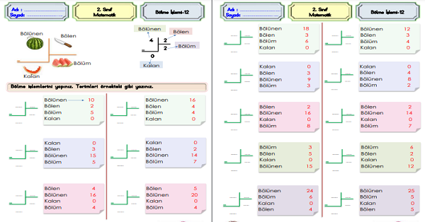 2. Sınıf Matematik Bölme İşlemi Etkinliği-12