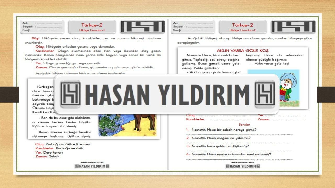 2. Sınıf Türkçe Hikâye Unsurları Çalışma Sayfaları