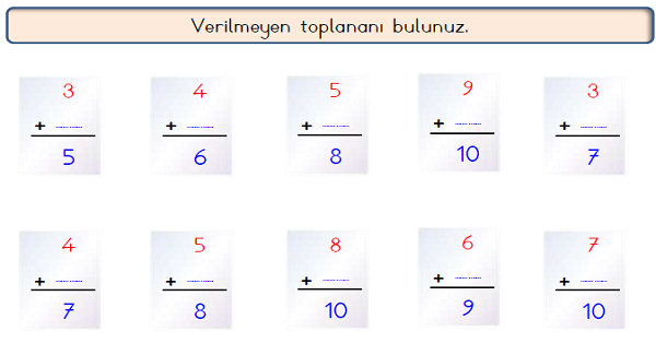 1. Sınıf Matematik Toplama İşlemi Verilmeyen Toplananı Bulma-4
