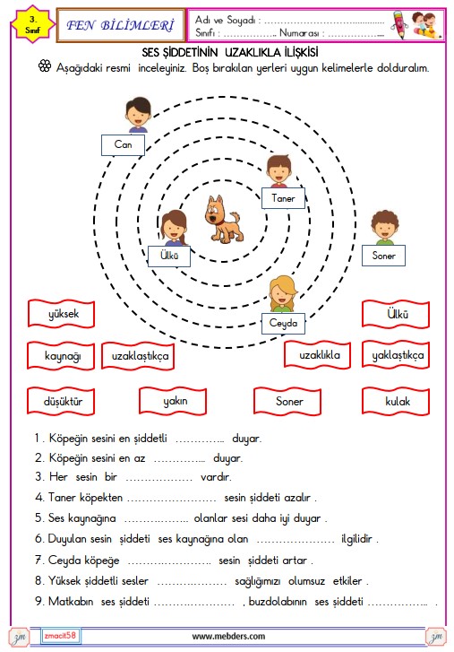 3. Sınıf Fen Bilimleri Ses Kaynakları Etkinliği 9