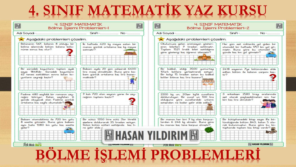 4. Sınıf Matematik Yaz Kursu - Bölme İşlemi Problemleri (4. Sınıfa Hazırlık)