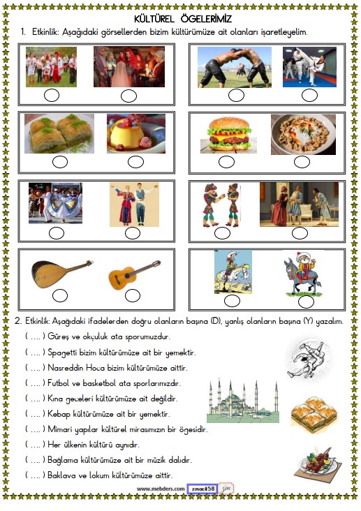 2. Sınıf Hayat Bilgisi Kültürel Ögelerimiz Etkinliği 3