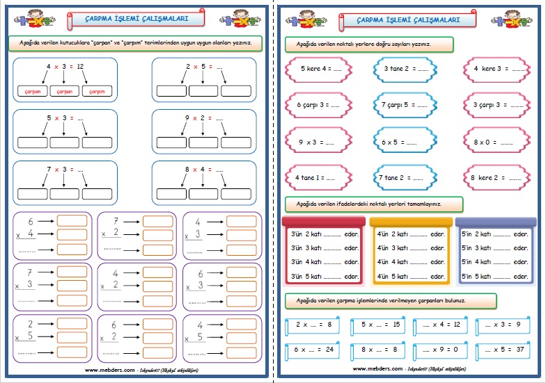 2. Sınıf Matematik Çarpma İşlemi Çalışması