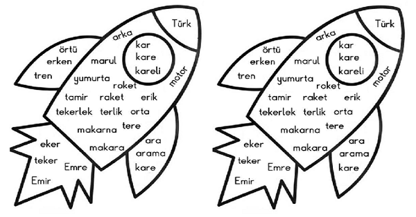 1. Sınıf İlk Okuma Yazma (R-r Sesi) Roket Boyama ve Okuma Metni