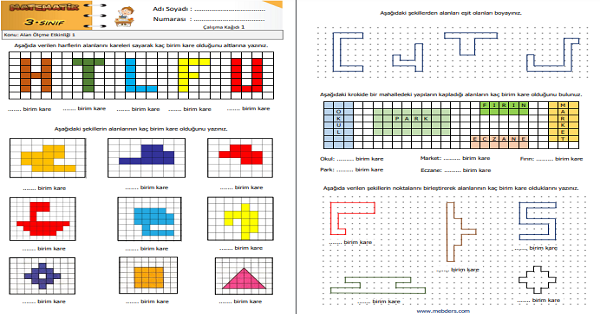 3. Sınıf Matematik Alan Ölçme Etkinliği 1