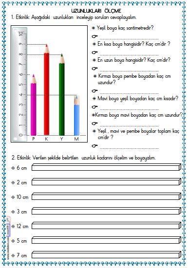 2. Sınıf Matematik Uzunlukları Ölçme Etkinliği 7