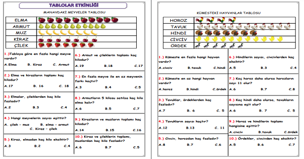 2. Sınıf - Matematik Veri Tablo Etkinliği-1