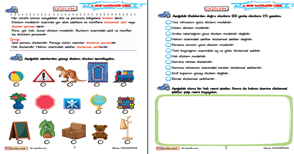 4. Sınıf Matematik Düzlem ve Düzlemsel Şekil Etkinliği 5