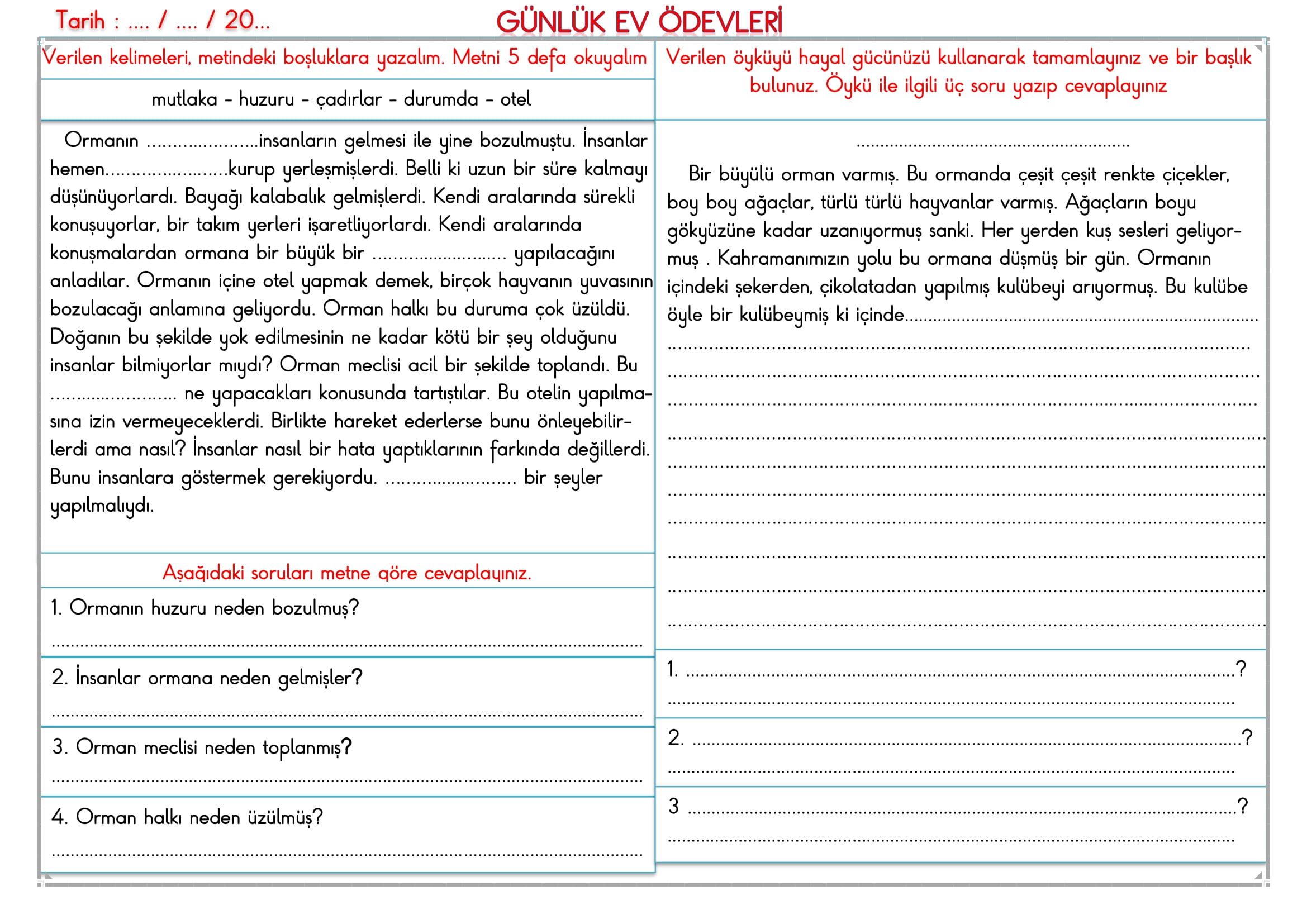 2. Sınıf 26 Mayıs 2025 Günlük Ev Ödevi