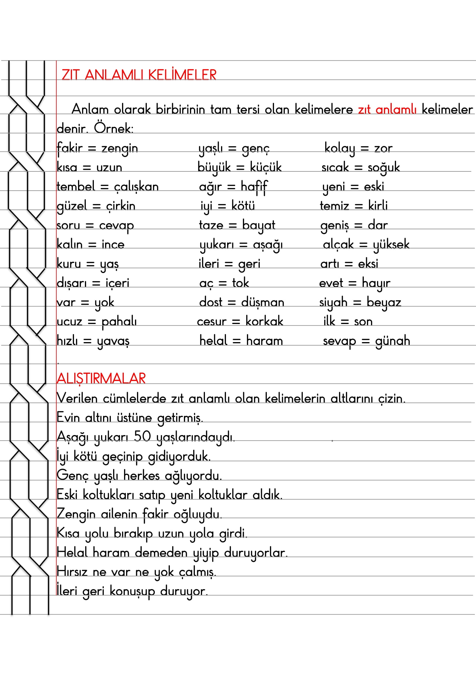 2. Sınıf - Türkçe Zıt Anlamlı Kelimeler Konu Anlatımı