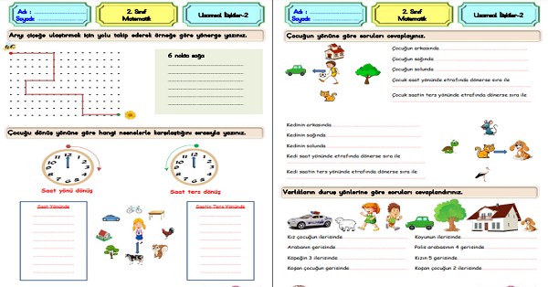 2. Sınıf Matematik Uzamsal İlişkiler Etkinliği-2