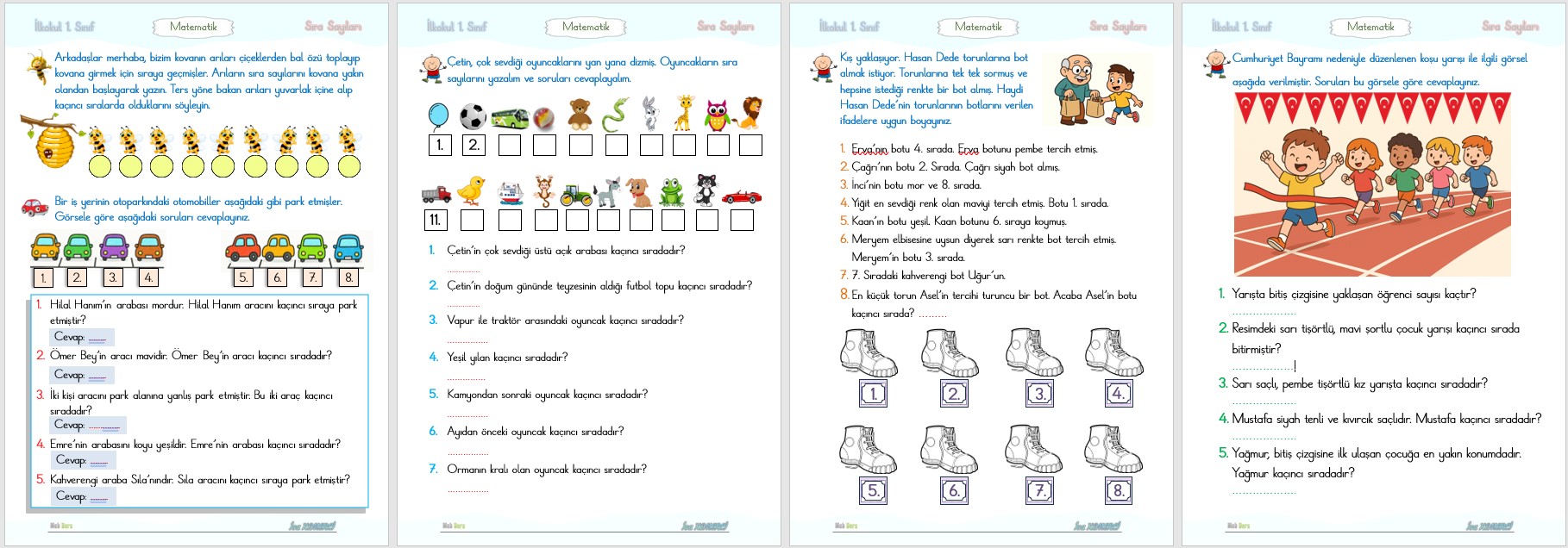 1. Sınıf Matematik Sıra Bildiren Sayılar -4