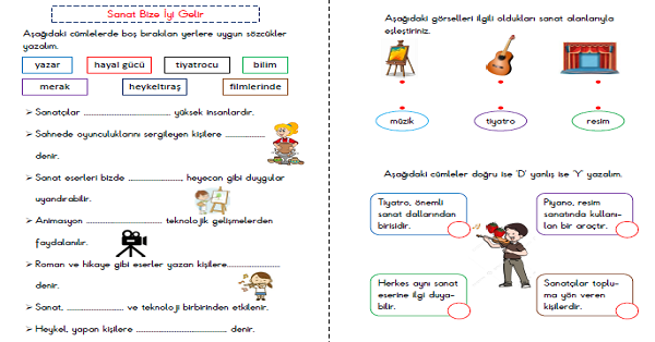 1. Sınıf Hayat Bilgisi Sanat Bize İyi Gelir Etkinliği