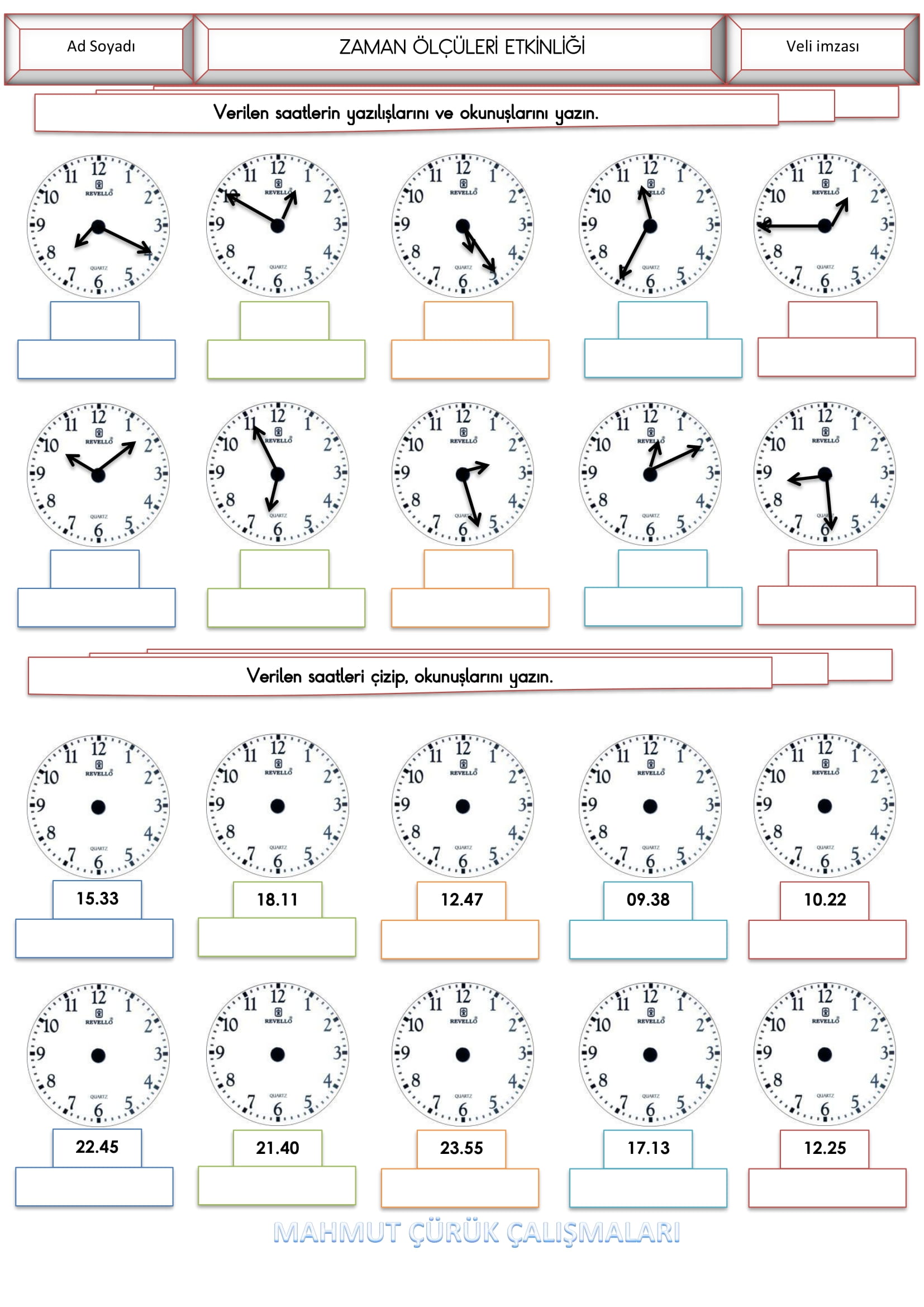 4. Sınıf - Matematik Zaman Ölçüleri Etkinliği