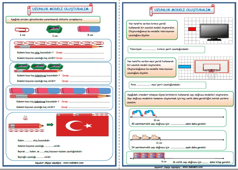 2. Sınıf Matematik Uzunluk Modeli Oluşturalım Etkinlik Çalışması
