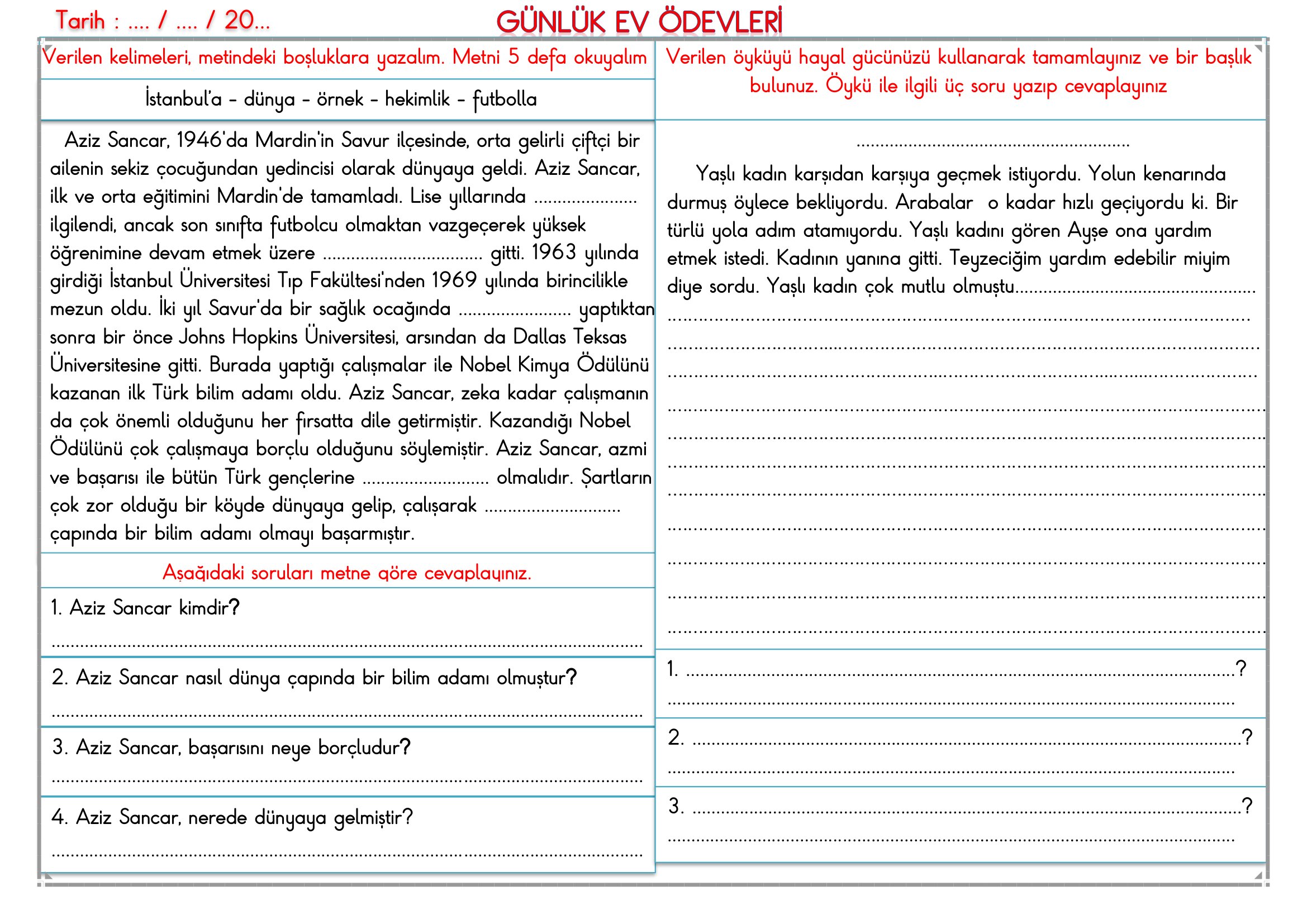 2. Sınıf - 04 Mayıs 2026 Günlük Ev Ödevleri