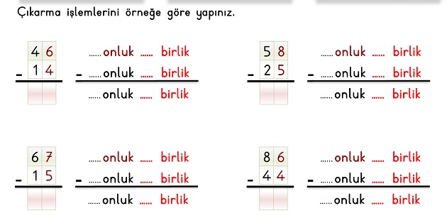 2. Sınıf Matematik Çıkarma İşlemi-Onluk Bozmadan Çıkarma İşlemi Etkinliği-3