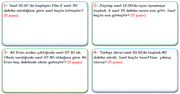 4. Sınıf Matematik Zaman Ölçüleri Problemleri-1
