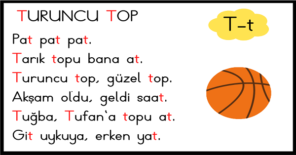 1. Sınıf İlk Okuma Yazma (T-t Sesi) Tekerlemesi