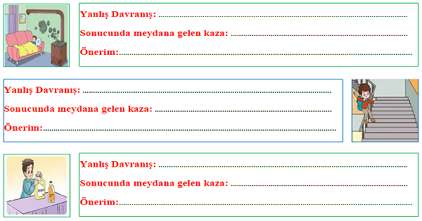 3. Sınıf Hayat Bilgisi Çevremizdeki Kazalardan Korunalım Etkinliği