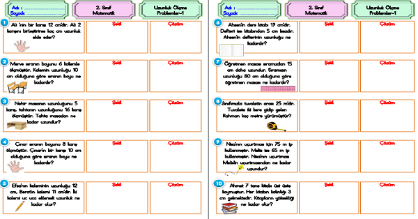 2. Sınıf Matematik Uzunluk Ölçme Problemler-1