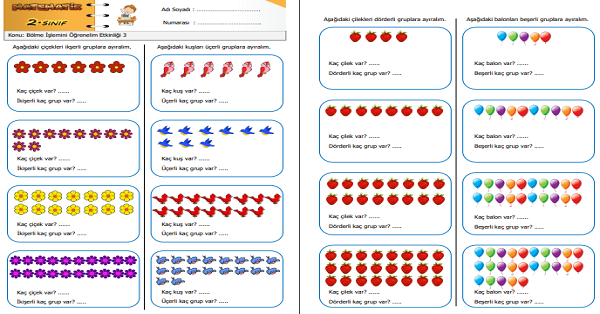 2. Sınıf Matematik Bölme İşlemini Öğrenelim Etkinliği 3