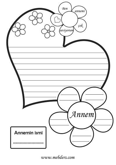 Anneler günü için kalpli, çiçekli etkinlik şablonu