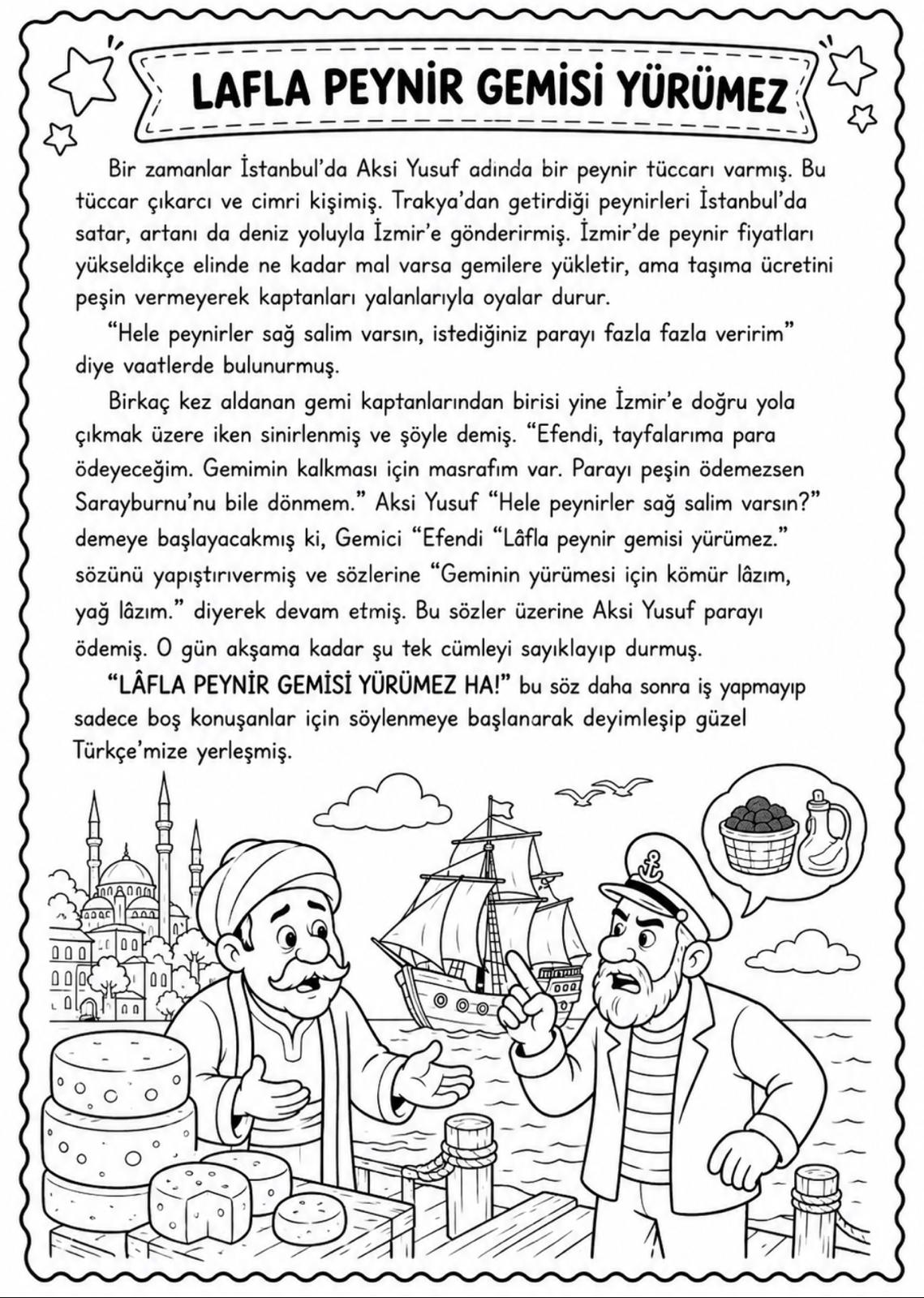 1. Sınıf Türkçe Okuma Anlama Atasözleri