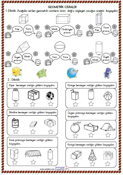 2. Sınıf Matematik Geometrik Cisimler Etkinliği 1