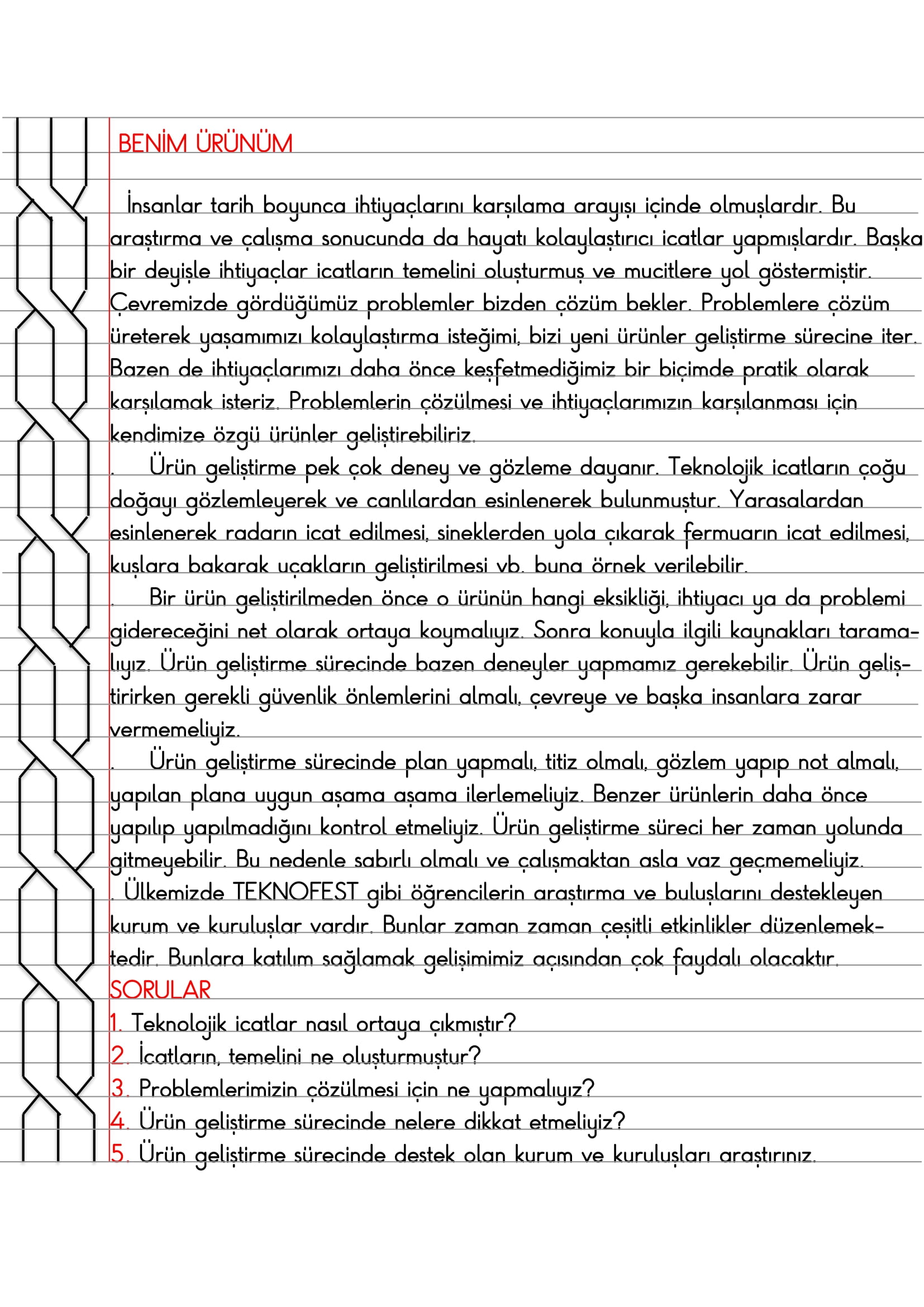 4. Sınıf - Sosyal Bilgiler - Benim Ürünüm Defter Özeti