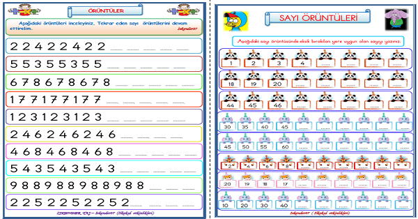 1. Sınıf Matematik Sayı Örüntüleri (4 Sayfa)
