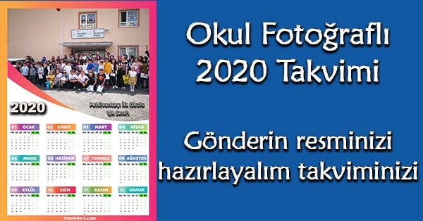 Okul fotoğraflı 2020 takvimi