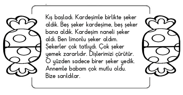 1. Sınıf İlk Okuma Yazma (Ş-ş Sesi) Şeker Okuma Metni