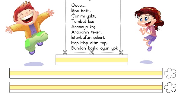 1. Sınıf Türkçe Oku, Yaz ve Değerlendir Etkinliği 3 (Oyun Tekerlemesi)