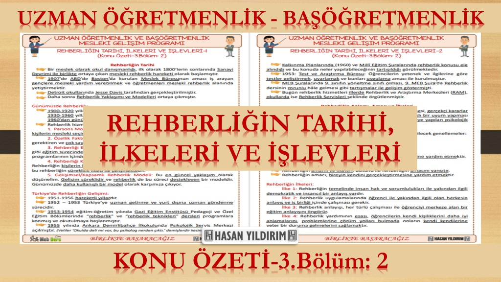 Rehberliğin Tarihi, İlkeleri ve İşlevleri (Konu Özeti-3.Bölüm:2)
