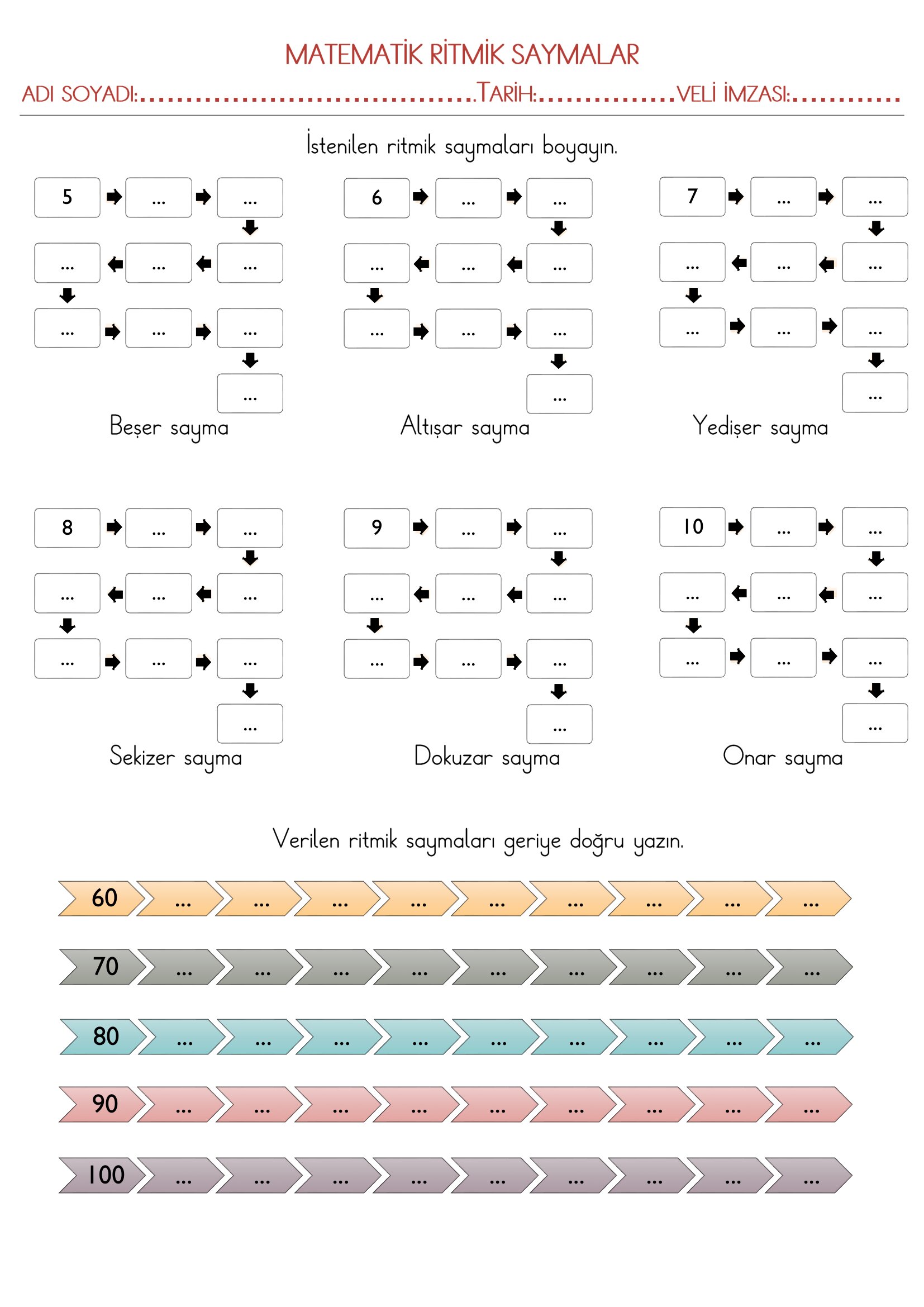 3.Sınıf Matematik Ritmik Saymalar Etkinliği-2