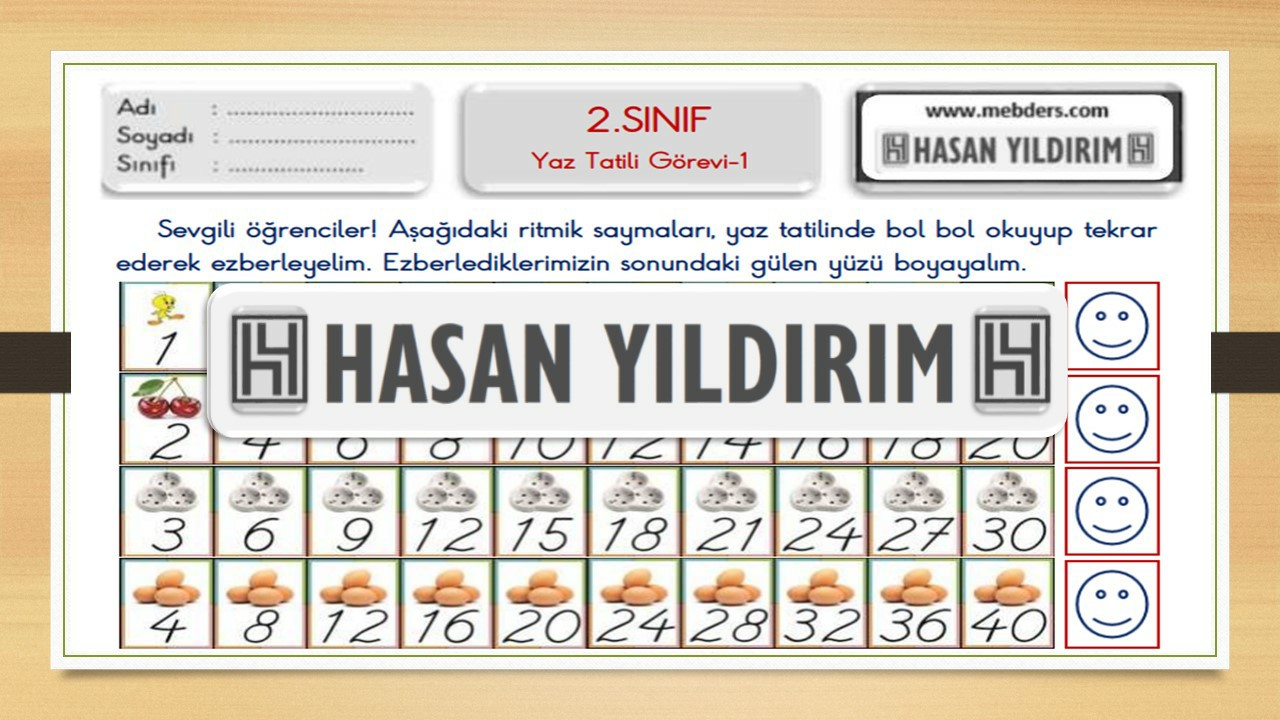 2. Sınıf Yaz Tatili Görevi-1 (Ritmik Saymalar)