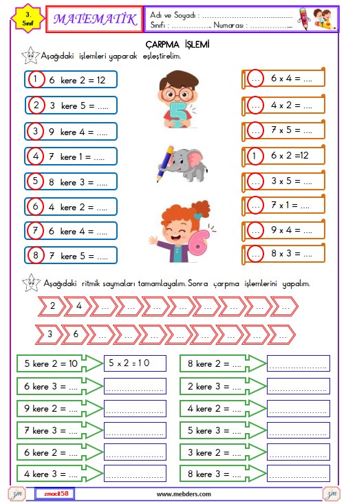 3. Sınıf Matematik Çarpma İşlemi  Etkinliği 6