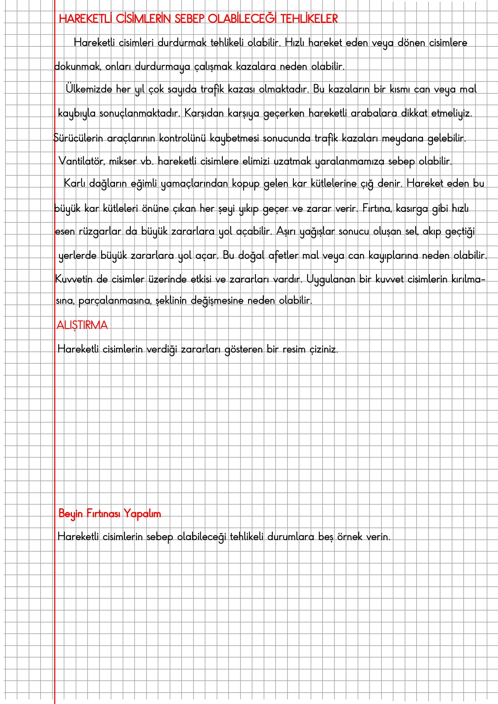 3. Sınıf Fen Bilimleri Hareketli Cisimlerin Sebep Olabileceği Tehlikeler Konu Anlatımı