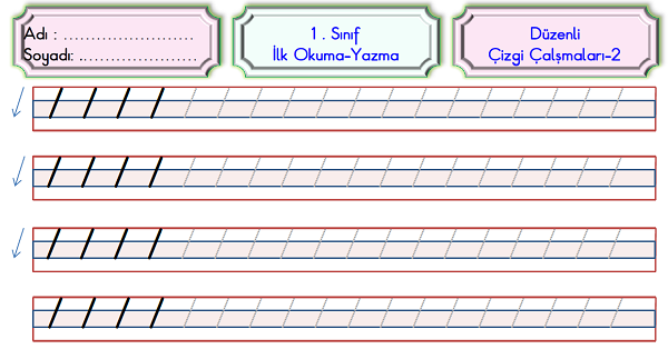 1. Sınıf İlk Okuma Yazma Düzenli Çizgi Çalışmaları Etkinliği 2