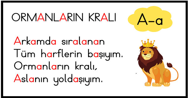 1. Sınıf İlk Okuma Yazma (A-a Sesi) Tekerleme
