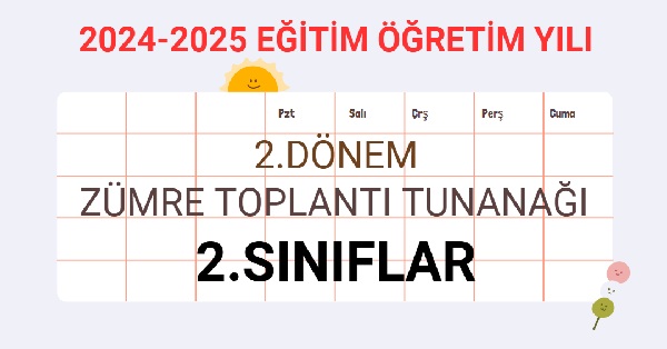 2024-2025 Eğitim Öğretim Yılı 2. Sınıflar 2.Dönem Zümre Öğretmenler Kurulu Toplantı Tutanağı
