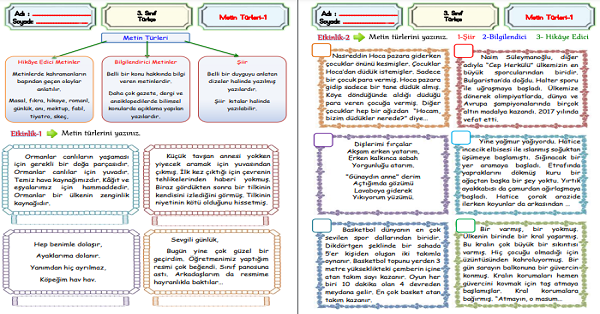 3. Sınıf Türkçe Metin Türleri-1