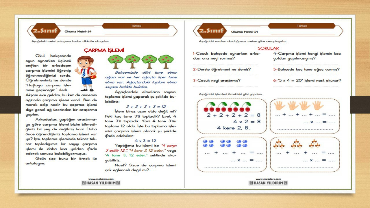 2. Sınıf Türkçe Okuma Metni-14 (Çarpma İşlemi)