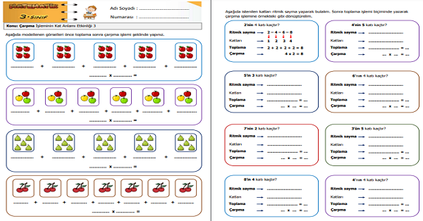 3. Sınıf Matematik Çarpma İşleminin Kat Anlamı Etkinliği 3 (4 Sayfa)