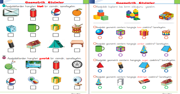 1. Sınıf Matematik Geometrik Cisimler-9