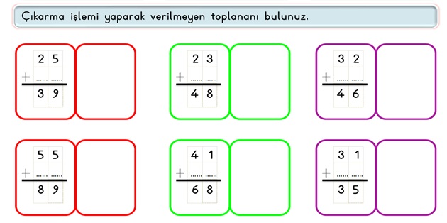 2. Sınıf Matematik Toplama İşlemi-Verilmeyen Toplananı Bulma-3